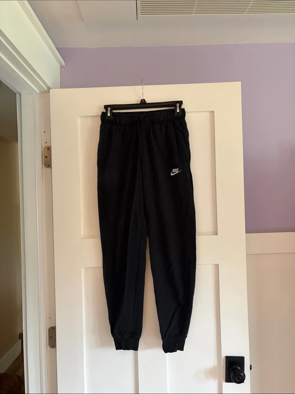 Nike Black Kids Sweatpant Joggers with White Swoosh